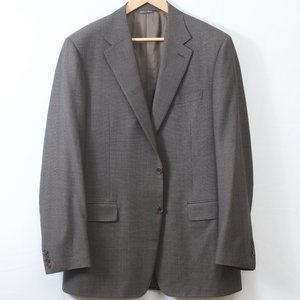 Canali 44L Wool 2-Button Brown Birdseye Suit Flat-Front Pant